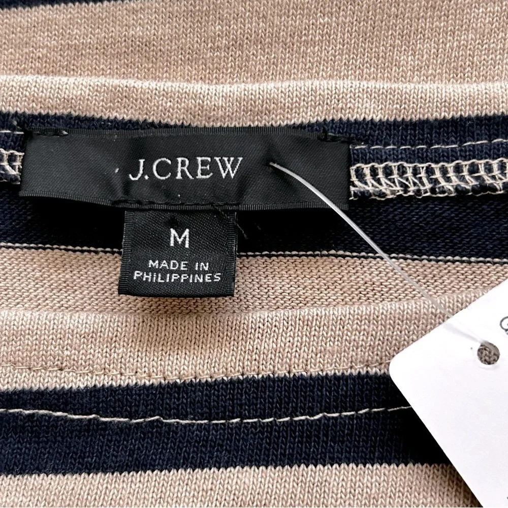 J. Crew Nautical Navy & Tan Striped Boatneck Top